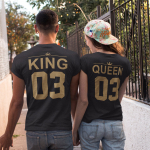 T-s&auml;rkide komplekt &bdquo;King & Queen&ldquo; numbritega seljal