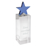 Klaasist trofee "Blue Star" Sinu soovitud graveeritud tekstiga