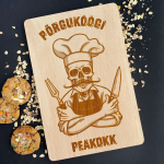 Graveeritud puidust l&otilde;ikelaud "P&otilde;rguk&ouml;&ouml;gi peakokk"