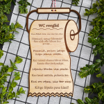 Graveeritud puidust tahvel &bdquo;WC reeglid&ldquo;