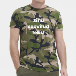 Kaitsev&auml;e mustriga T-s&auml;rk Sinu valitud tekstiga