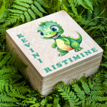 Puidust kast "Draakoni ristimine" valitud nimega (30x30cm)