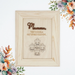 Personaliseeritud puidust raam "Ema, sa oled see osa, mis meid &uuml;hendab" soovitud nimedega pusle