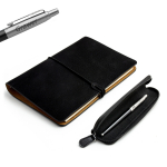 Komplekt - M&auml;rkmik musta &uuml;mbrisega ja Parkeri musta pastapliiatsiga