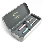 Parker Jotter Originals Pink ja Pastel Blue Pastapliiatsi kinkekomplekt metall&uuml;mbrisega