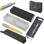 Parker Jotter Originals pastapliiats, kollane + kott ja varuosakott / Kooli&otilde;pilasele v&otilde;i &uuml;li&otilde;pilasele m&otilde;eldud kingitus graveeringuga