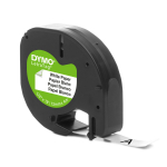 DYMO LetraTag Paper Tape 12mm x 4m / must valgel (S0721500 / S0721510)