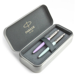 Parker Jotter Originals Lilac ja Pastel Blue Pastapliiatsi kinkekomplekt metallkorpusega