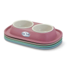 Rubber double diner with plastic bowls &Oslash; 9,5 cm, dif.colors | 8016040200562