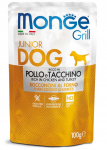 Monge Dog Grill Pouch Junior Chunkies Rich in Chicken and Turkey 100 g | 8009470013178
