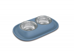 Double soft bowl-holder with INOX bowl inside cm. 31 x 20 x 3,5 h, different colors | 8016040200579