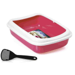 Open cat toilet with border Junior 38x28x10,5 cm, different colors | 8016040105492