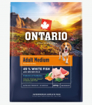 Ontario Dog Adult Medium White Fish with Brown Rice 2,25 kg | 8595681851543