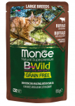Monge Cat BWild Pouch Grain Free All Life Stages Large Breeds Chunkies in Gravy Buffalo with Vegetables 85 g | 8009470012751