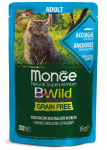 Monge Cat BWild Pouch Grain Free Adult Chunkies in Gravy Anchovies with Vegetables 85 g | 8009470012775
