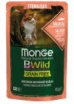 Monge Cat BWild Pouch Grain Free Sterilised Chunkies in Gravy Salmon with Shrimps and Vegetables 85 g | 8009470012782
