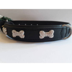 Hunter Leather collar Crystal Bone 55 black | 4016739426567
