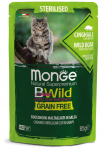 Monge Cat BWild Pouch Grain Free Sterilised Chunkies in Gravy Wild Boar with Vegetables 85 g | 8009470012805