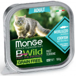 Monge Cat BWild Grain Free Adult Pate Codfish with Vegetables 100 g | 8009470012867