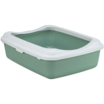 Trixie Classic Cat Litter Tray with Rim, 37 x 15 x 48 cm, Sage/White | 4011905401850
