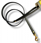 Hunter Fashion Black 15/110 artificial leather, golden elements - leash for dogs | 4016739408136