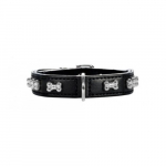 Hunter Artificial leather collar Croque Art Bone 60 black | 4016739989963