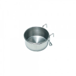 Stainless steel bowl with metal support for hanging on cages  12 cm | 8011391106006