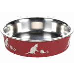 Flamingo Feeding and drinking bowl Dena Round Bordeaux & Silver  d 11,5 cm 180 ml | 5400585150704