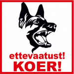 Kuri koer silt 20 x 20 cm, PVC