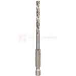 Puiduspiraalpuur 1/4"-kuuskantsabaga HSS naelatipuga - D=4   L1=43 L2=88