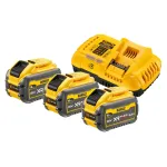 DeWalt kiirlaadija 18 V XR ja FlexVolt akudele + 3 x 9,0 Ah Flexvolt aku, DCB118X3-QW