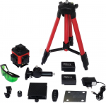 YATO joonlaser 4D, max 25 m, &plusmn; 3 mm / 10 m, roheline kiir
