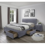 Sahtlitega voodi MODENA 3 (160/200 cm) hall samet