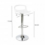 Baaritool ANDY, 39x35xH77,5-98cm, v&auml;rvus: valge