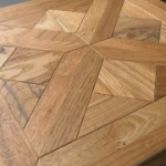 TV alus/riiul INDUS 116x37xH45cm, tammespooniga lauaplaat, mosaiik, hall metallraam