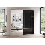 Idzczak Riidekapp MULTI 31 (203) Sonoma tamm 203 cm Must poolmatt + peegel Profiil LED 200