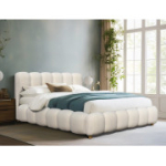 Voodi BRISA 160 voodipesukastiga, kreemjas boucl&eacute;