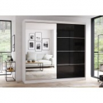 Riidekapp MULTI 31 (233 cm) valge + must poolmatt + peegel