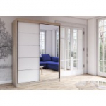 Riidekapp VISTA 05 -150 cm Valge + peegel Sonoma tamm