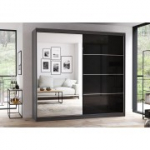 Riidekapp MULTI 31 (233 cm) grafiit + must poolmatt + peegel