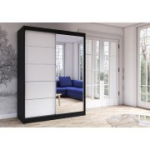 Riidekapp VISTA 05  (150 cm) must/valge + peegel
