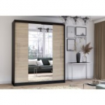 Peegliga riidekapp Idzczak RICO 204 cm Sonoma tamm + must peegel
