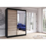 Riidekapp VISTA 05 -150 cm must/sonoma tamm + peegel