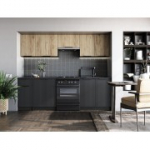 K&ouml;&ouml;gikomplekt EMMA (240 cm), v&auml;rvus: fassaad - k&auml;sit&ouml;&ouml;tamm/must, korpus - s&uuml;sinik, lauaplaat - must