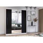 Peegliga riidekapp Idzczak RICO 204 cm Valge Must + Peegel