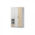 3D riidekapp - JOY I Valge/craft tamm