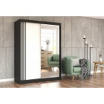 Idzczak riidekapp VISTA 07 (150 cm) Valge + peegel must LED profiil 150