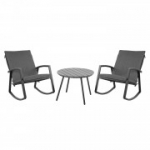 Aiam&ouml;&ouml;bel LOKI patjadega, laud D54,5xH41cm ja 2 kiiktooli, terasraam, v&auml;rvus: hall