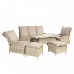 Aiam&ouml;&ouml;bli komplekt BASEL laud, diivan, 2 tooli ja 2 lauda, alumiiniumraam plastikpunutisega, v&auml;rvus: beež