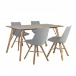 S&ouml;&ouml;gilauakomplekt HELENA 4 tooliga (37022), 140x80xH74cm, lauaplaat: tammespoon MDF, viimistlus: lakitud